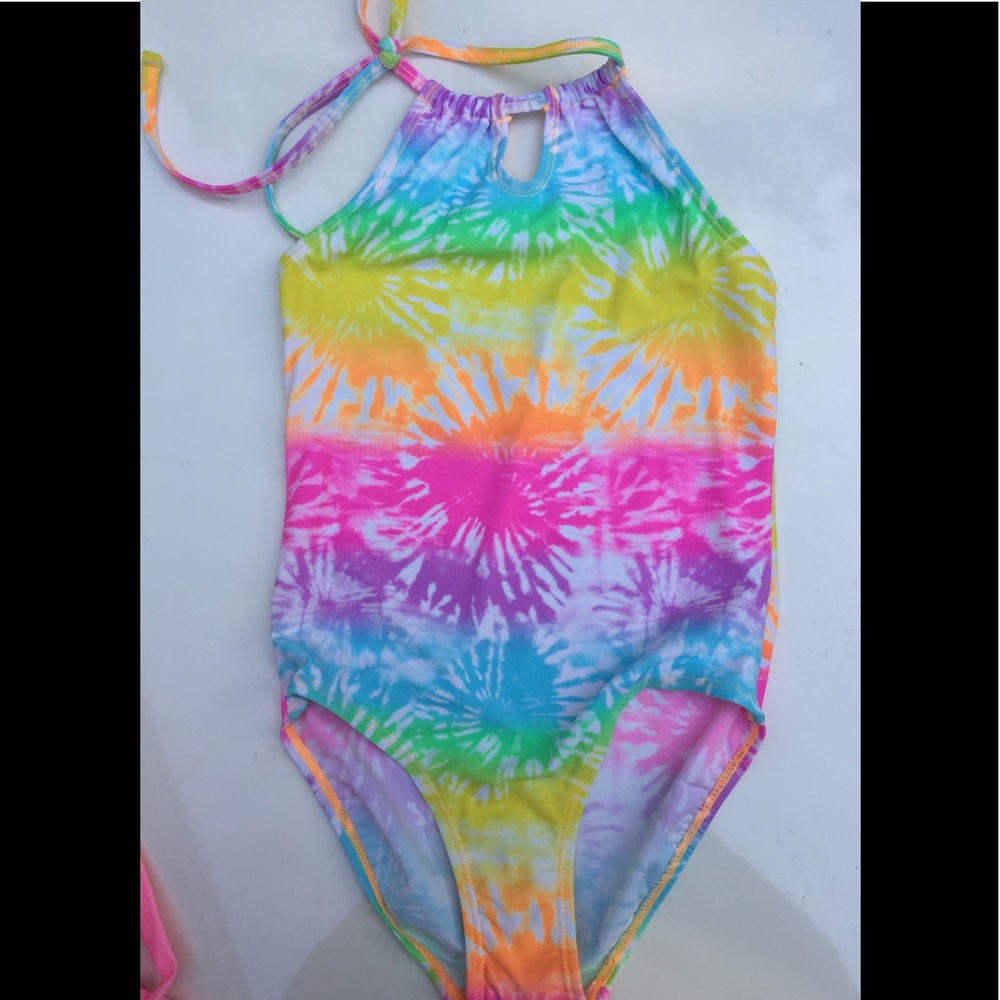 Joe Boxer Girls Tie Dye Sunburst Keyhole swim suit